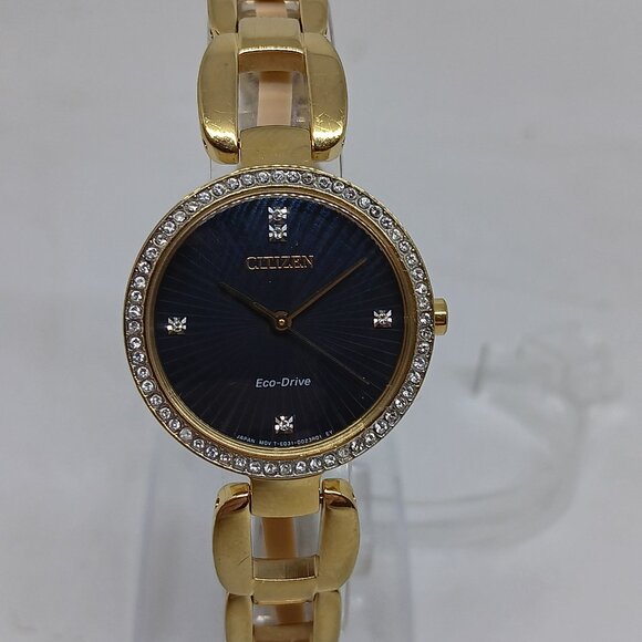 Citizen Eco-Drive EM1032-58E Women's 28mm Gold S/Steel Crystal Accent Watch - Picture 3 of 11